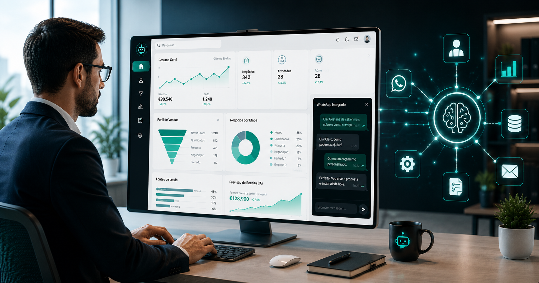 CRM à medida e desenvolvimento de software personalizado com inteligência artificial